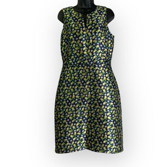 J.Crew V-Neck Sheath Dress in Lemon Jacquard 8 Tall - Picture 1 of 13